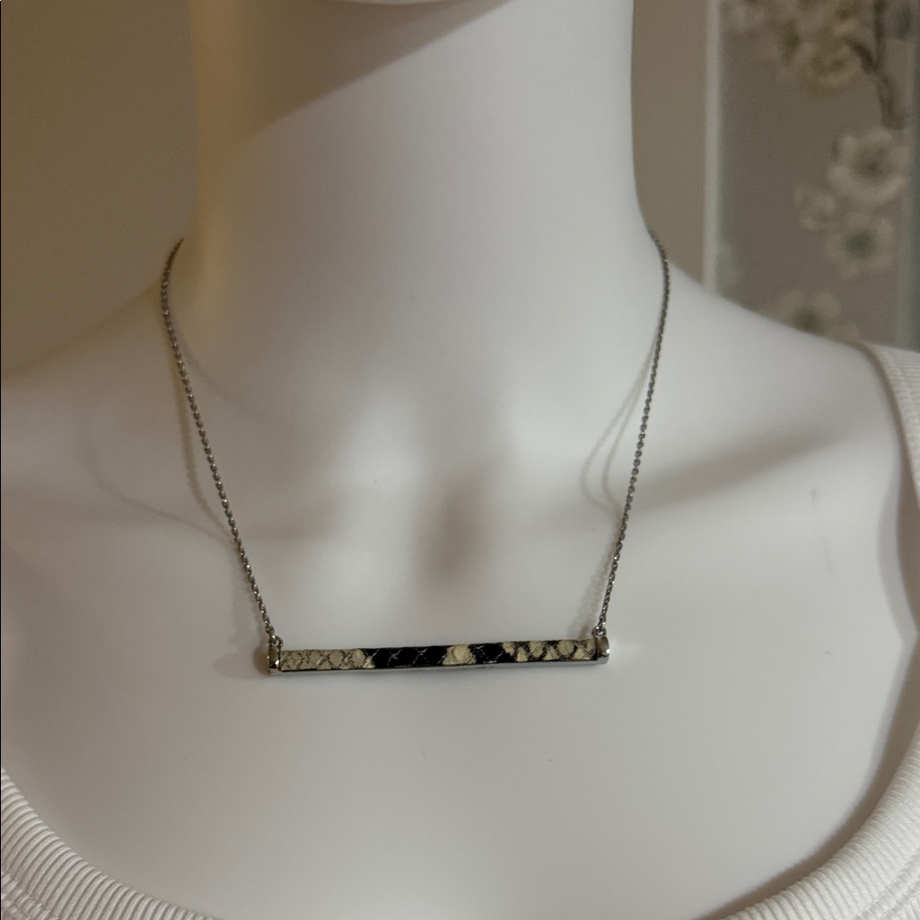 French Connection Silver And Black Bar Necklace